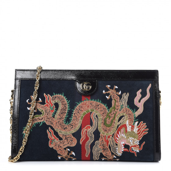 ophidia embroidered medium shoulder bag