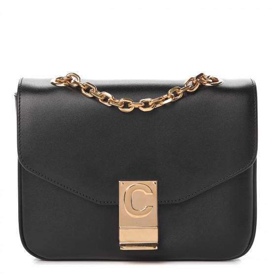 CELINE Shiny Calfskin Small C Bag Black 460999