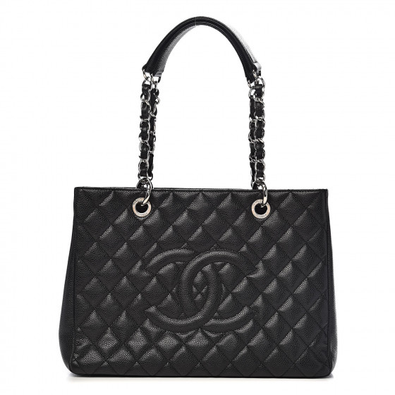 CHANEL Caviar Quilted Grand Shopping Tote GST Black 525907