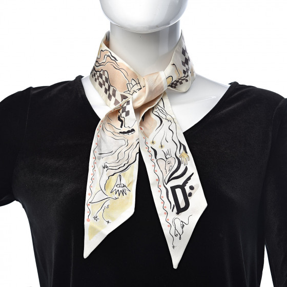 CHRISTIAN DIOR Silk Damier Mitzah Scarf 533692