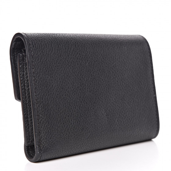 LOUIS VUITTON Soft Calfskin My Lockme Compact Wallet Black 426885