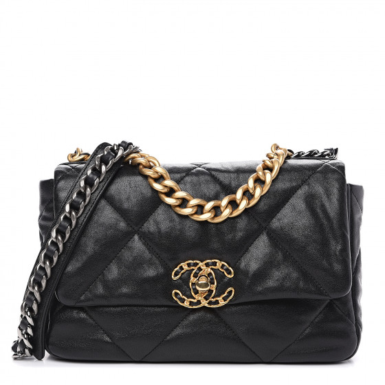 goatskin quilted medium chanel 19 flap black