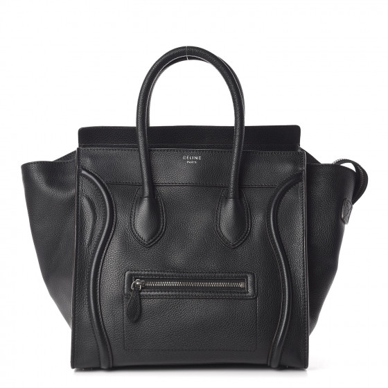 celine drummed calfskin mini luggage black