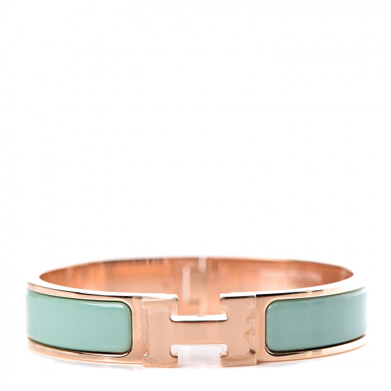 HERMES Enamel Narrow Clic Clac H Bracelet PM Vert Aqua 477310