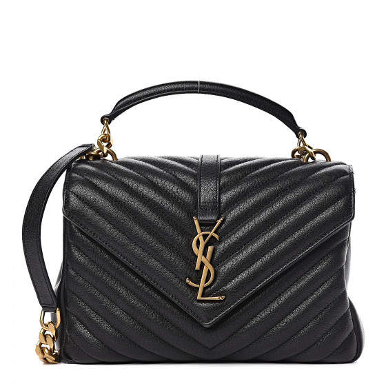 SAINT LAURENT Sheepskin Matelasse Chevron Monogram Medium College Bag ...