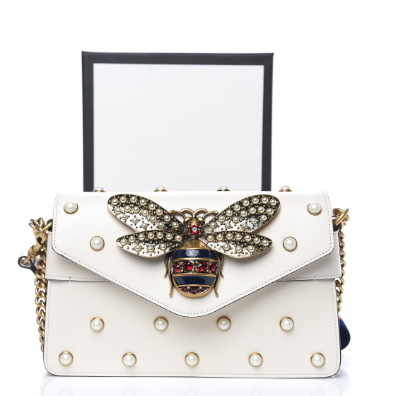 gucci broadway pearly bee shoulder bag