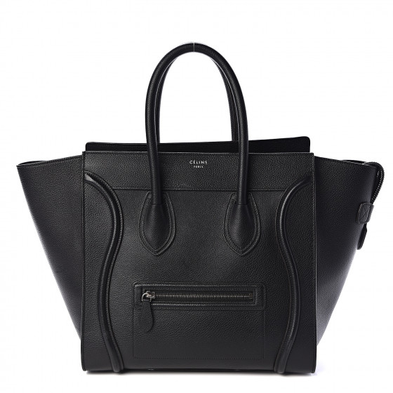 celine drummed calfskin mini luggage black