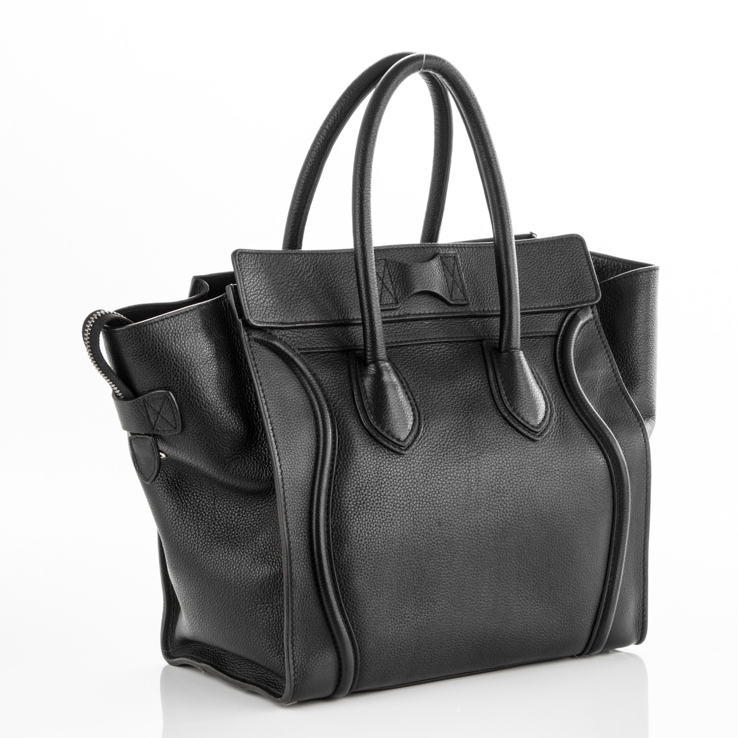 celine drummed calfskin mini luggage black