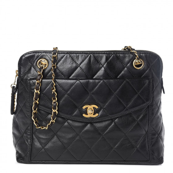 chanel black lambskin shoulder bag