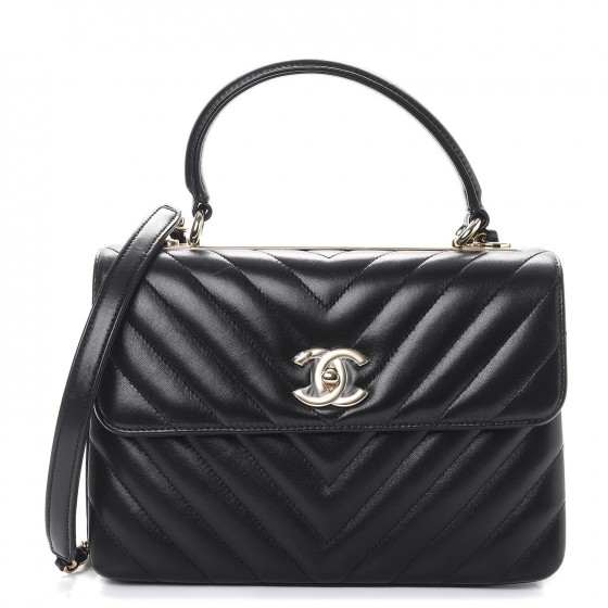 CHANEL Lambskin Chevron Quilted Small Trendy CC Dual Handle Flap Bag ...