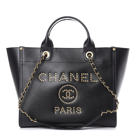 chanel caviar small studded deauville tote