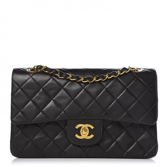 CHANEL Lambskin Quilted Small Double Flap Black 337026