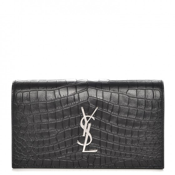 ysl black crocodile clutch