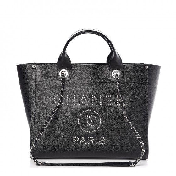 chanel caviar small studded deauville tote