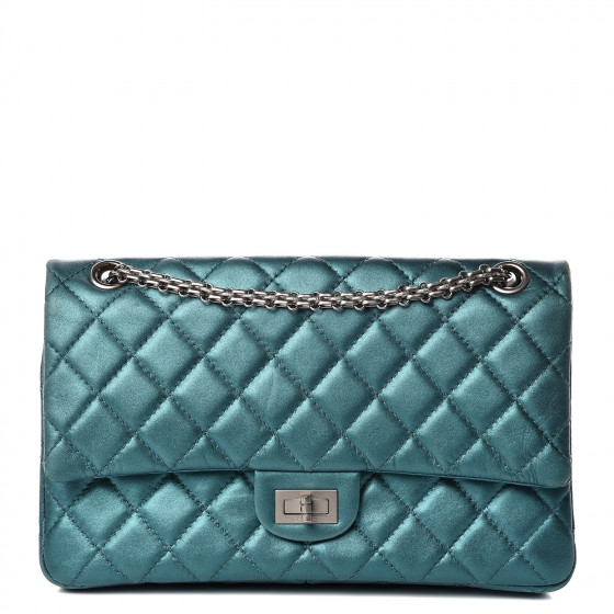 CHANEL Metallic Calfskin Quilted 2.55 Reissue 226 Flap Turquoise 408897