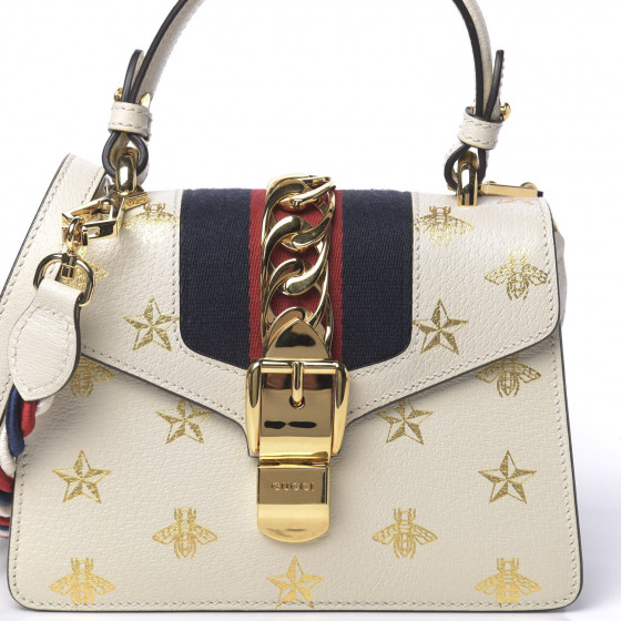 gucci sylvie bee star mini leather bag