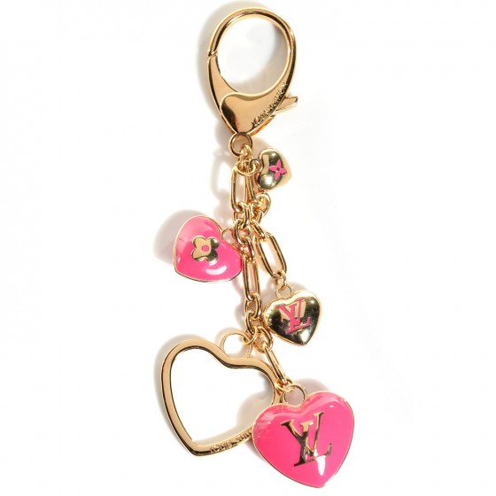 LOUIS VUITTON Coeurs Heart Bag Charm Key Holder Pink 106578
