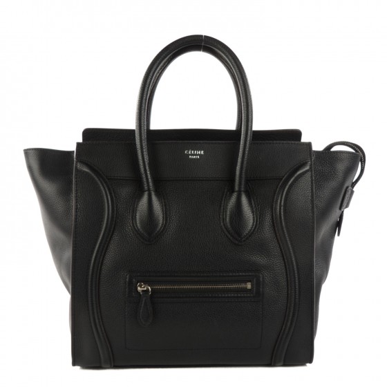 celine drummed calfskin mini luggage black