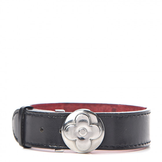 Louis Vuitton Monogram Flower Motif Wish Leather Cuff Bracelet LV
