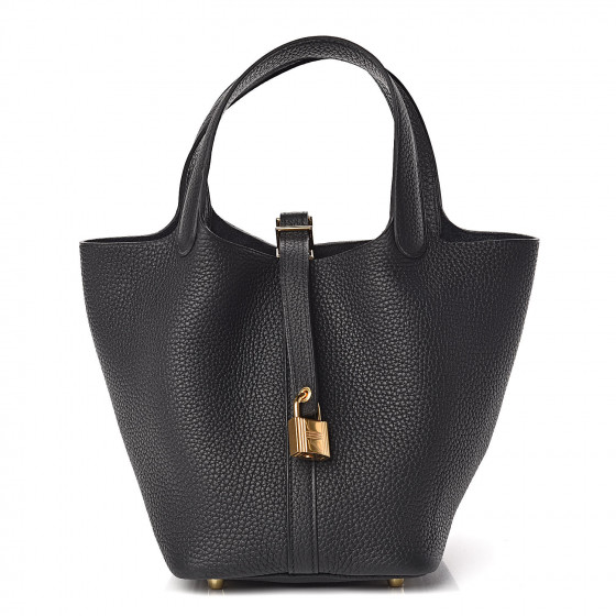 HERMES Taurillon Clemence Picotin Lock 18 PM Black 457105