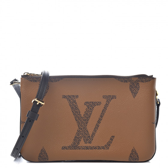 Louis Vuitton Double Zip Pochette Bi-color Monogram Black/Brown in  Empreinte Leather with Gold-tone - GB