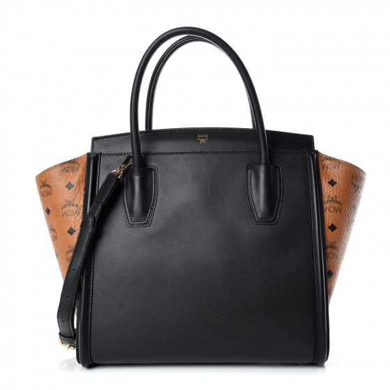 MCM Calfskin Visetos Medium Kathy Tote Black 397930