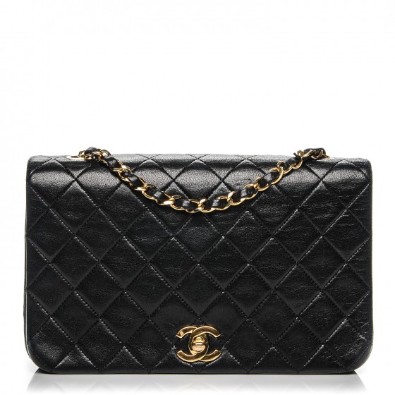 chanel lambskin quilted small single flap black