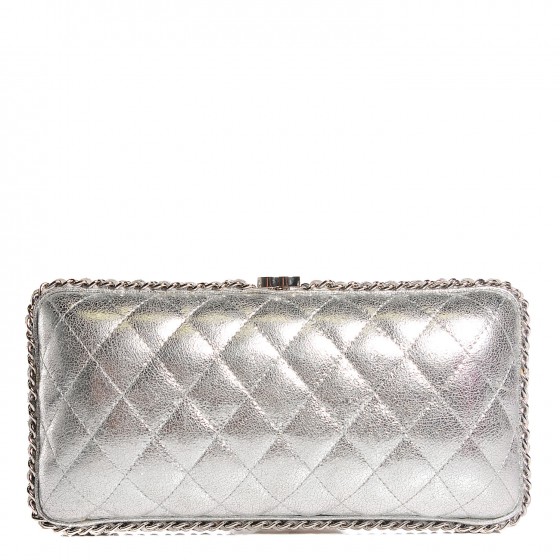 chanel silver clutch