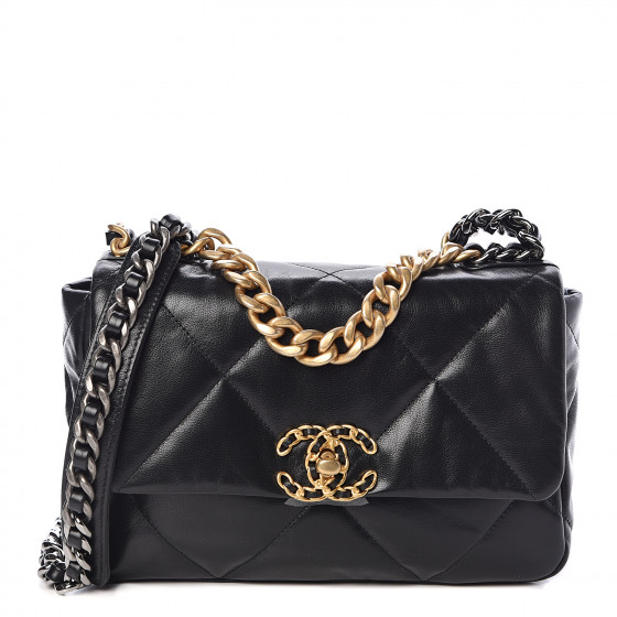 goatskin quilted medium chanel 19 flap black