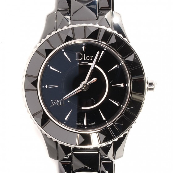 CHRISTIAN DIOR Stainless Steel Ceramic 33mm Dior VIII Watch Black 112366