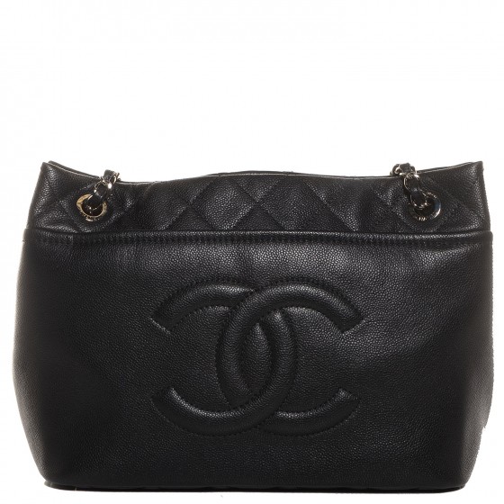 CHANEL Caviar CC Timeless Soft Tote Black 92735