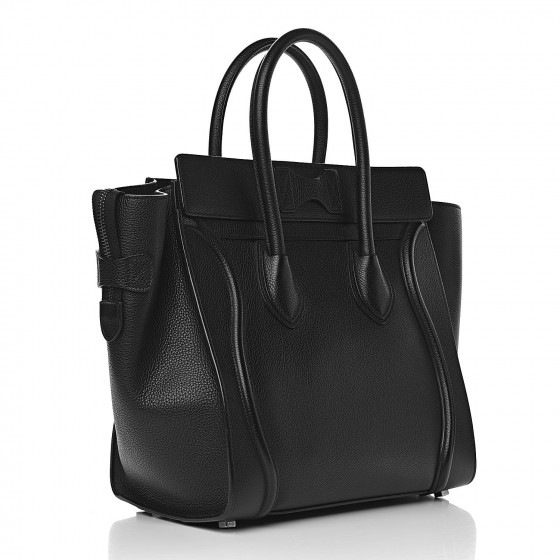 celine drummed calfskin mini luggage black