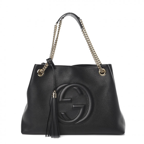 gucci pebbled calfskin medium soho chain shoulder bag black