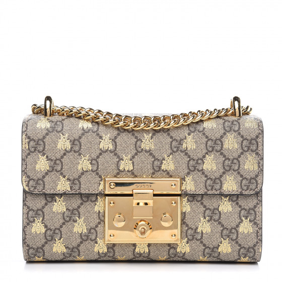 gucci padlock small gg bees shoulder bag