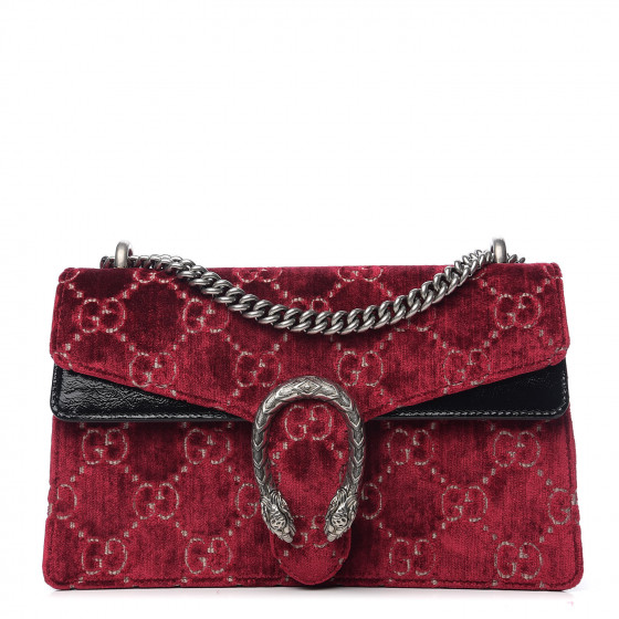 GUCCI GG Monogram Velvet Small Dionysus Red Cipria Black 562677