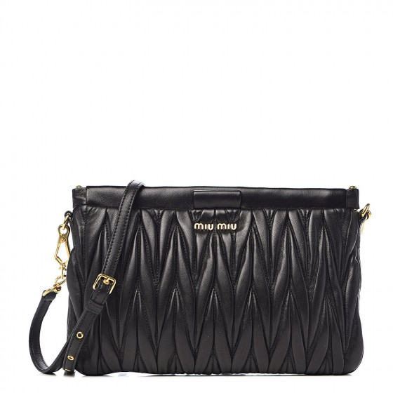 miu belle nappa leather clutch