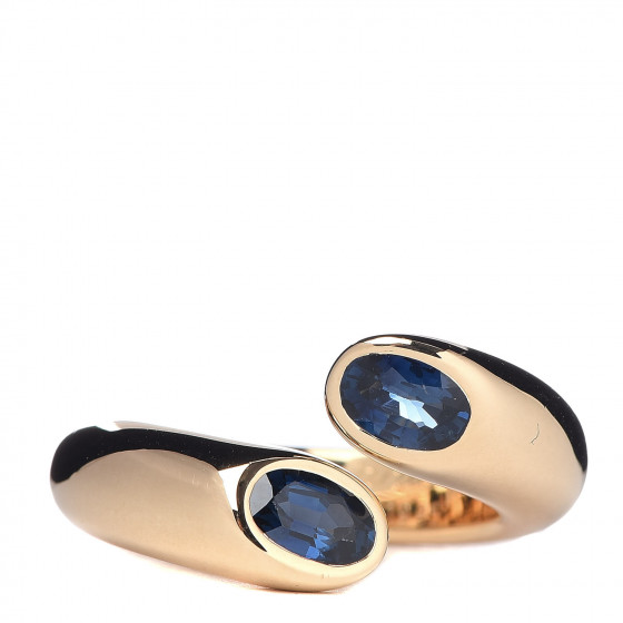 CARTIER 18K Yellow Gold Blue Sapphire Ellipse Deux Tetes Croisees ...