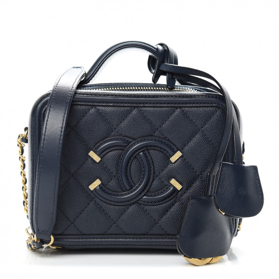 chanel caviar quilted small cc filigree vanity case