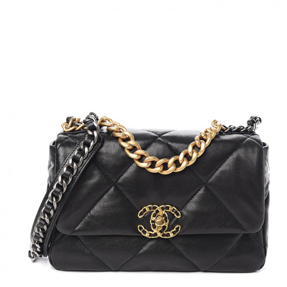 goatskin quilted medium chanel 19 flap black