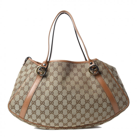 GUCCI Monogram Medium GG Twins Shoulder Bag Tan 372796