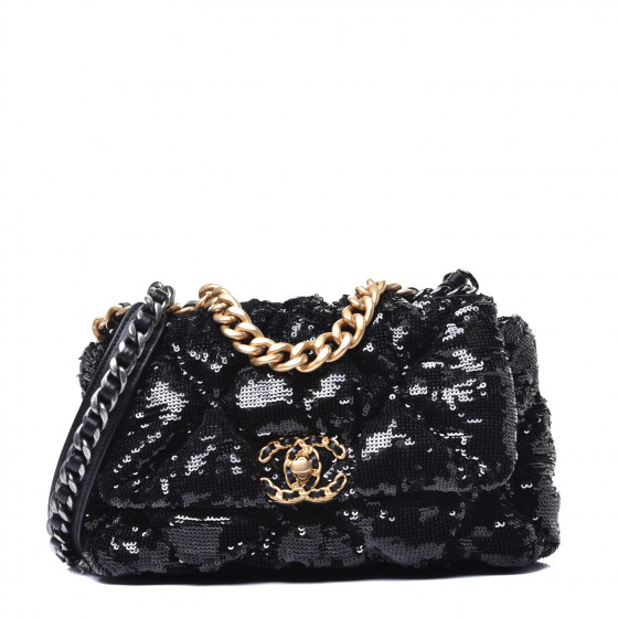 chanel black sequin bolsa