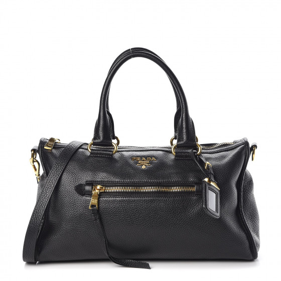 PRADA Vitello Daino Satchel Black 355183