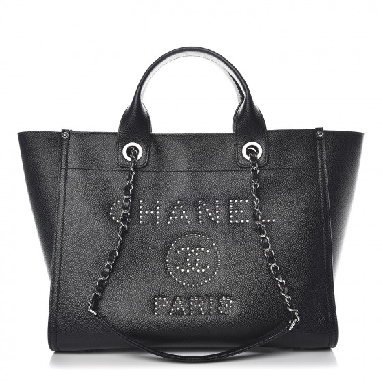 chanel caviar small studded deauville tote