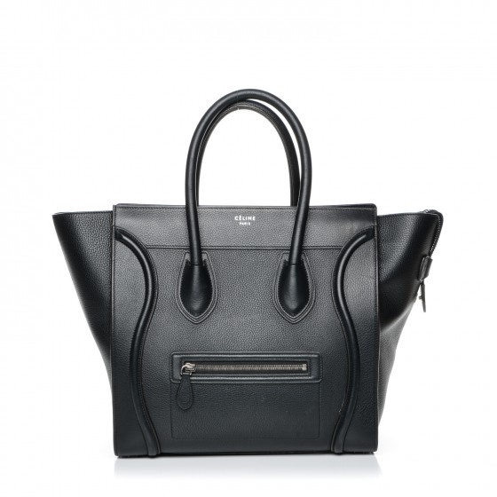 celine drummed calfskin mini luggage black