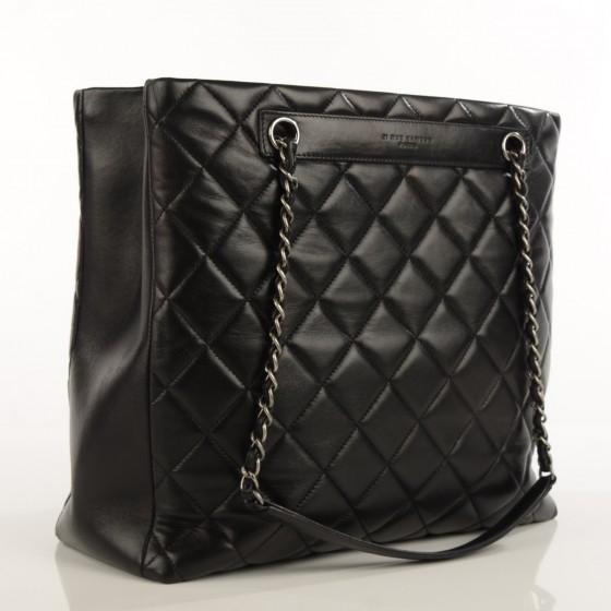 CHANEL Lambskin Quilted Trendy CC Shopping Tote Black 134051