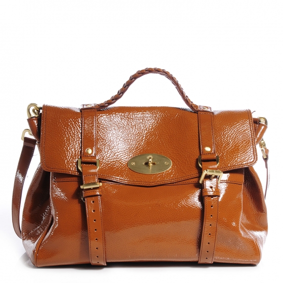 MULBERRY Patent Oversized Alexa Oak 69364