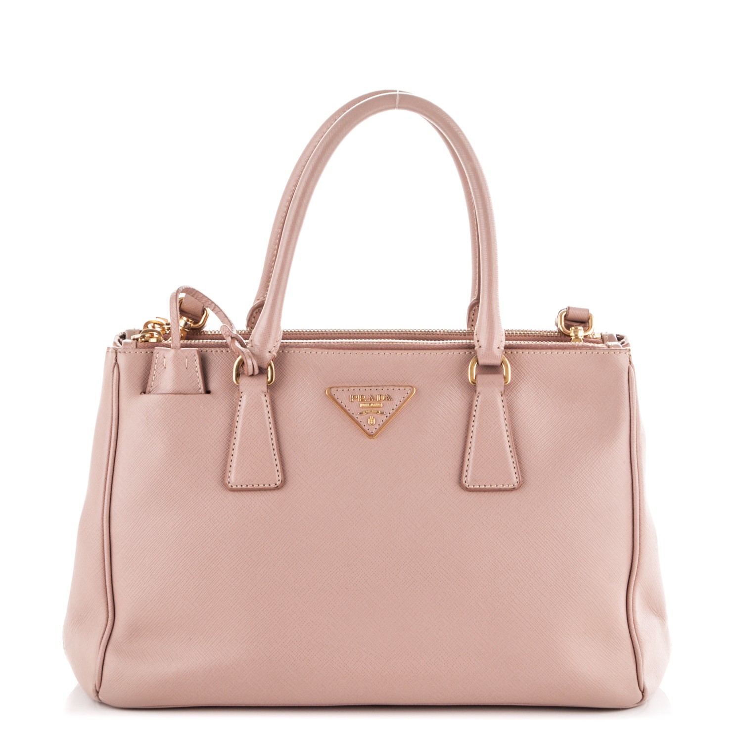 prada saffiano small double tote