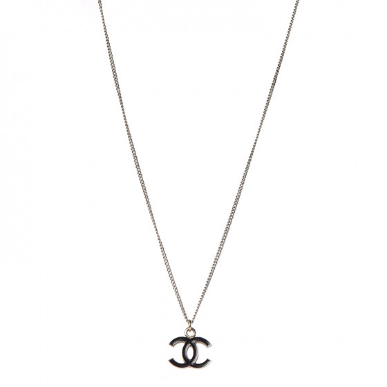 chanel necklace logo black