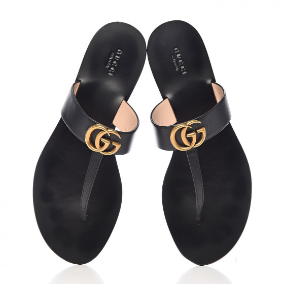 gucci marmont thong sandals black