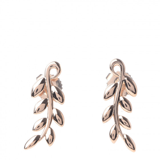 TIFFANY 18K Rose Gold Paloma Picasso Olive Leaf Climber Earrings 512775